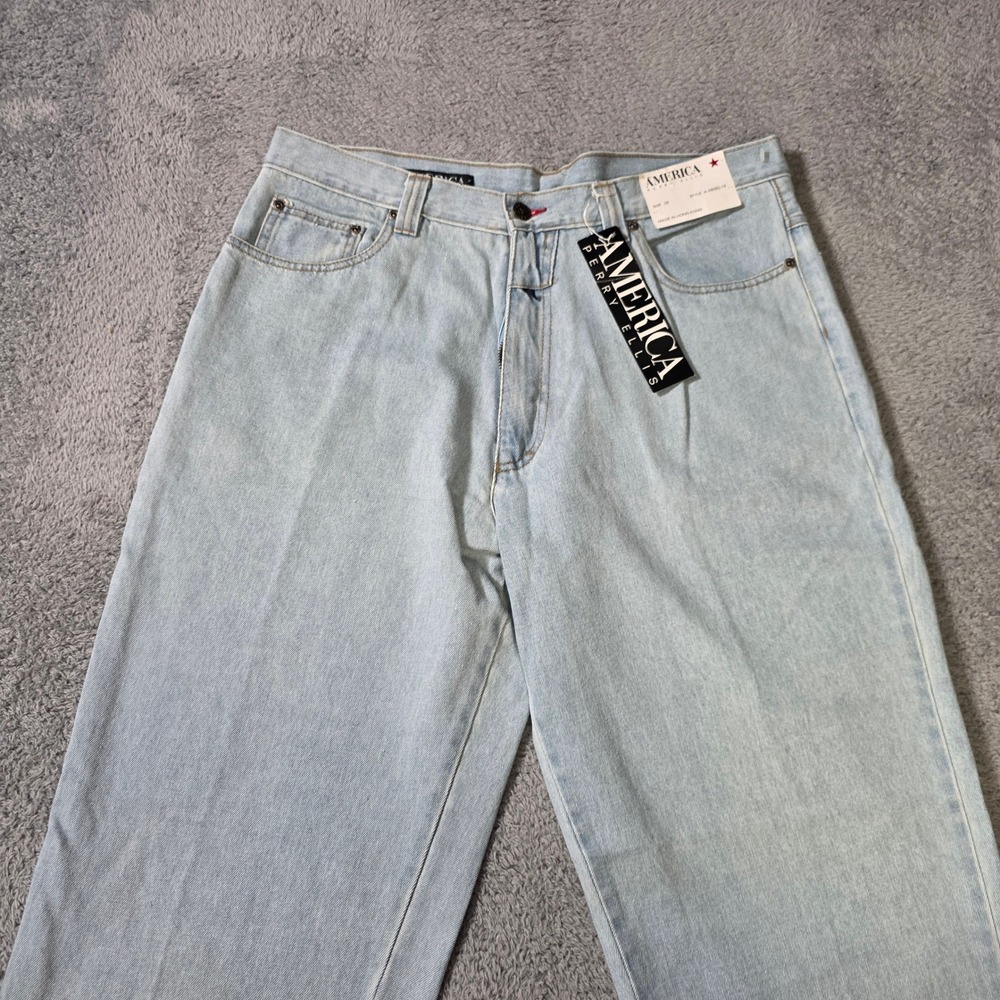 America Perry Ellis Mens 36 Jeans Light Wash Vintage 90s Straight Leg NWT
